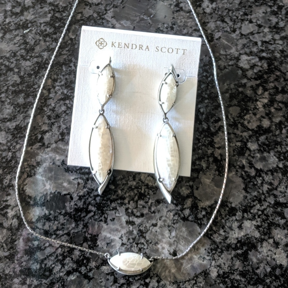 Kendra Scott earrings and necklace with gift box